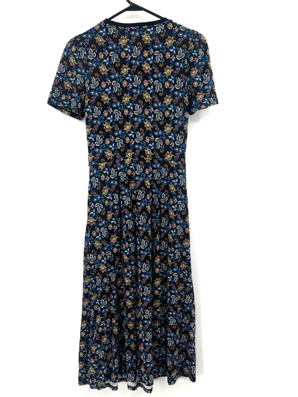 Boden Black Floral Print Short Sleeved Midi Dress Women's 6 R - Picture 5 of 6